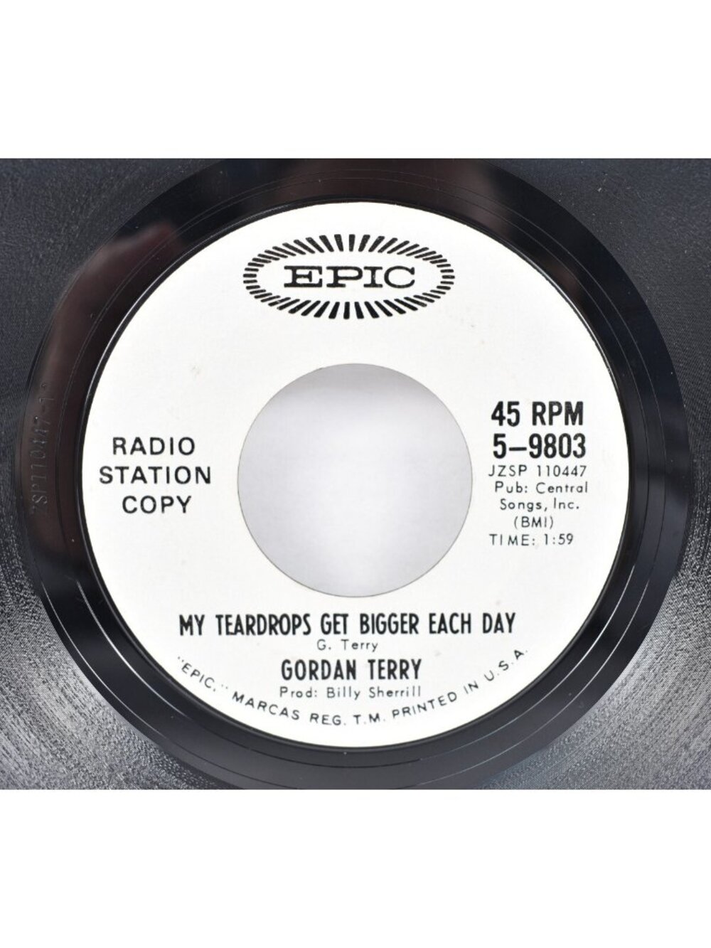 Rare Promo Gordan Terry My Teardrops Get Bigger Each Day / Almost Alone 45 RPM - Picture 4 of 4